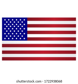 Flag of America in exact execution. The flag of a great country in colorful original colors. Vector illustration. Stock Photo.