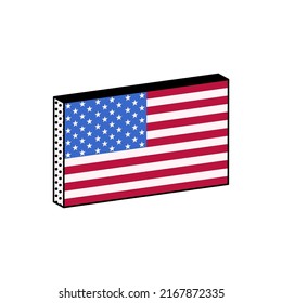 Flag of America isometric vector illustration on white background. American patriotic symbol.