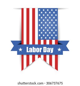 Flag of America to Labor Day label