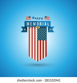 Flag of America to memorial day. Vector illustration. Can use for memorial day card.