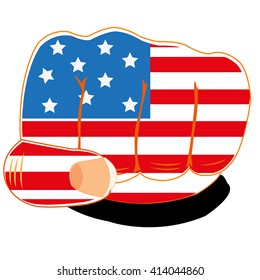 Flag of the america on fist