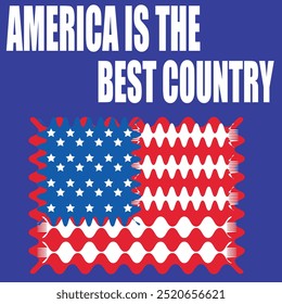 Flag of America with using zigzag tool on it in Adobe Illustrator and written America is the best country