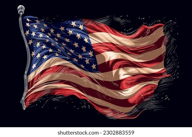 Bandera de América, ilustración de estilo vectorial para el día de la independencia