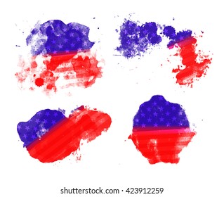 Flag of America watercolor style on white background