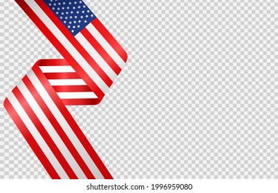 Flag of American  headband isolated on png or transparent  background,Symbols of USA ,  template for banner,card,advertising ,promote, TV commercial, ads, web design,poster, vector illustration