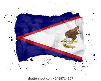 Flag of American Samoa, brush stroke background.  Flag of American Samoa on white background. Watercolor style for your design. EPS10.