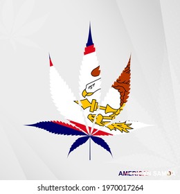 Flag of American Samoa in Marijuana leaf shape. The concept of legalization Cannabis in American Samoa. Medical cannabis illustration.