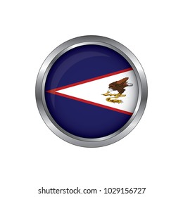 Flag of American Samoa as round glossy icon. Button with American Samoa flag.isolated, banner vector illustration. Vector illustration eps10.