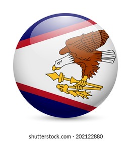 Flag of American Samoa as round glossy icon. Button with flag design