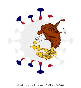 Bandera de Samoa Americana en forma de virus. Signo de país. Ilustración vectorial.