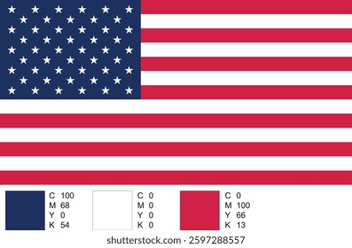 flag of American sign and symbol CMYK for illustration