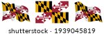 flag of american state of Maryland in static position and in motion, fluttering in wind in exact colors and sizes, on white background