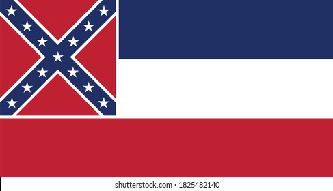 bandera de la ilustración vectorial del estado norteamericano de Misisipi