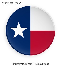 flag of american state of Texas icon in modern neomorphism style. Button for mobile application or web. Vector on white background