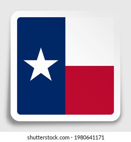flag of american state of Texas icon on paper square sticker with shadow. Button for mobile application or web. Vector