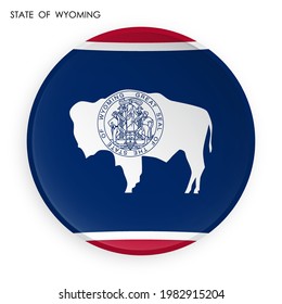 bandera del estado americano del icono Wyoming en estilo neomorfista moderno. Botón para aplicaciones móviles o web. Vector de fondo blanco