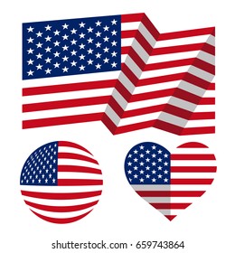 Flag of American / United States, visualized with flat design style.