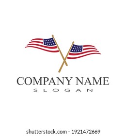 Flag american vector icon illustration design template