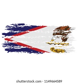 Flag of Americon Samoa the illustration vector on a white background, brush stroke Design Elements