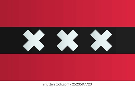 Drapeau d'Amsterdam, capitale des Pays-Bas. Identité de la ville