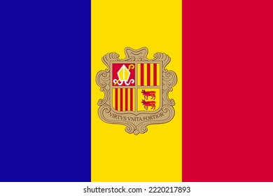 Bandera de Andorra. Relación de aspecto 3 a 2