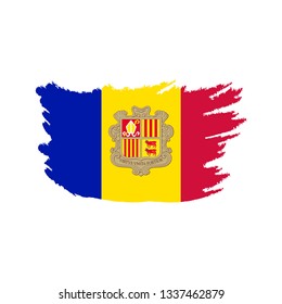 Flag of Andorra with brush stroke effect, Andorra's Flag Template Design. Vector Eps 10