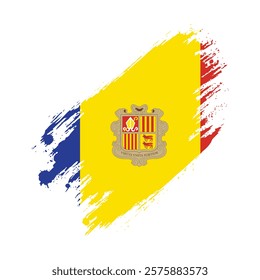 Flag of Andorra Brush Stroke Style Vector