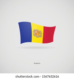The flag of Andorra is flying layered vector image.