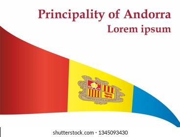 Flag of Andorra, Principality of Andorra. Template for award design, an official document with the flag of Andorra. Bright, colorful vector illustration.