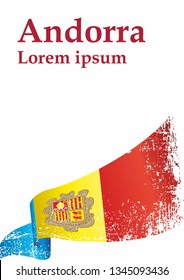 Flag of Andorra, Principality of Andorra. Template for award design, an official document with the flag of Andorra. Bright, colorful vector illustration.