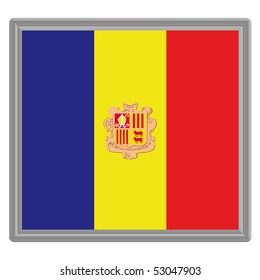 Flag of Andorra with silver frame