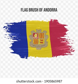 Bandera de Andorra en pincel de textura con fondo transparente, ilustración vectorial en archivo eps