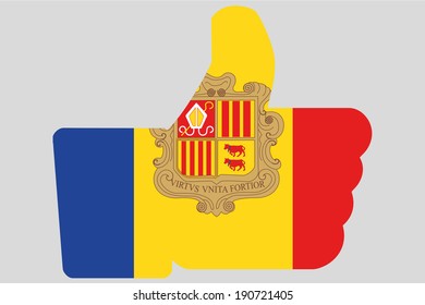 The flag of Andorra in a Thumbs Up Icon