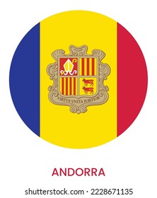 Flag of Andorra, Andorra flag vector illustration, Andorra flag in a circle.