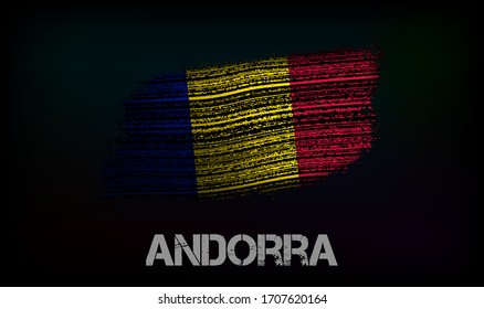 Flag of the Andorra. Vector illustration in grunge style with cracks and abrasions. Good image for print