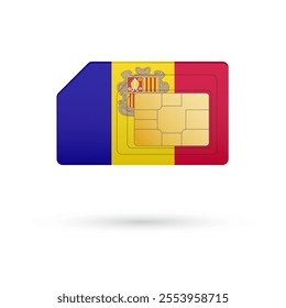 Flag of Andorra. Vector illustration of SIM Card with flag on white background