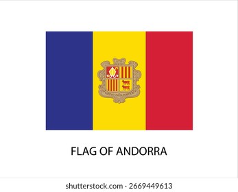 FLAG OF ANDORRA WITH WHITE BACKGROUND TYPOGRAPHY