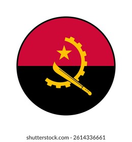 Flag of Angola. Black edge. Angola circle flag logo icon computer vector illustration design.