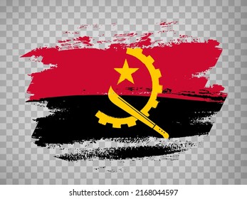 Flag Angola brush stroke background.  Flag Republic of Angola  on tranparent backrgound for your web site design, app, UI.  Stock vector. EPS10.