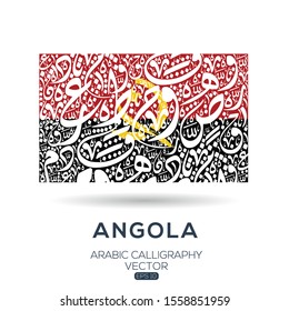 Flag of Angola ,Contain Random Arabic calligraphy Letters Without specific meaning in English ,Vector illustration
