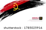Flag of Angola country. Happy Independence day of Angola background with grunge brush flag illustration
