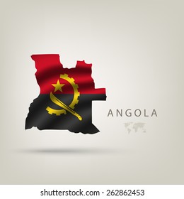 Flag of ANGOLA as a country with  shadow