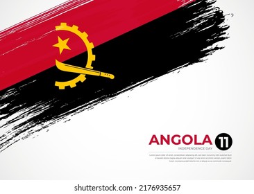 Flag of Angola with creative painted brush stroke texture background