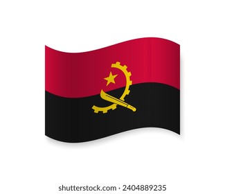Flag of Angola flat icon. Wavy vector element with shadow underneath. Best for mobile apps, UI and web design.