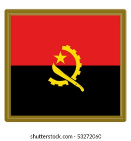 Flag of Angola with gold frame