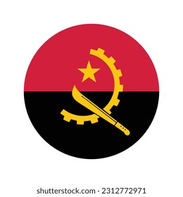 The flag of Angola. Flag icon. Standard color. Round flag. Computer illustration. Digital illustration. Vector illustration.