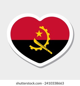 Flag of Angola icon. Vector heart sticker. Best for mobile apps, UI and web design.