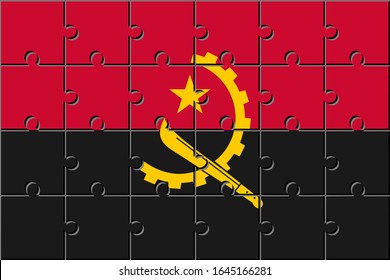 Flagge von Angola aus Puzzleteilen