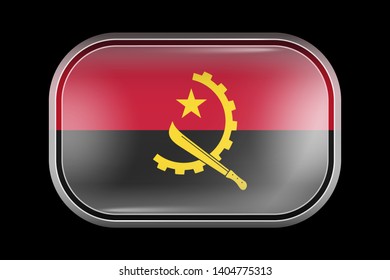 Flag of Angola. Matted Vector Icon. Vector Rectangular Shape with Rounded Corners