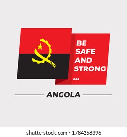 Flag of Angola : National flag icon with encouraging message isolated on light grey background : Vector Illustration